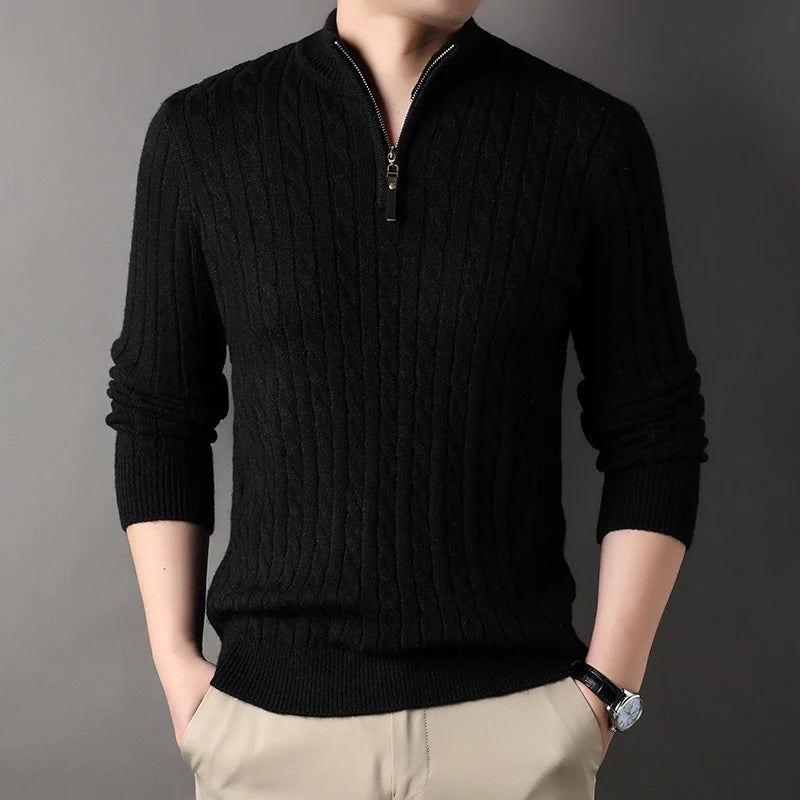 Axair Quarter 100% Wool Zip Sweater