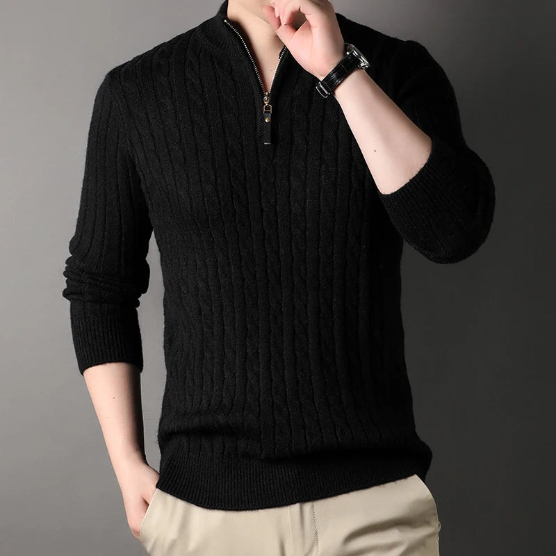 Axair Quarter 100% Wool Zip Sweater