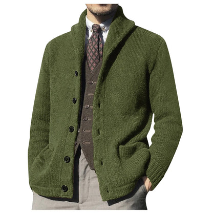 Axair Men's Casual Turn-Down Collar Knitted Cardigan Sweater