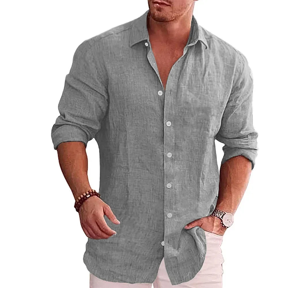 Axair Men's Cotton Linen Casual Shirt