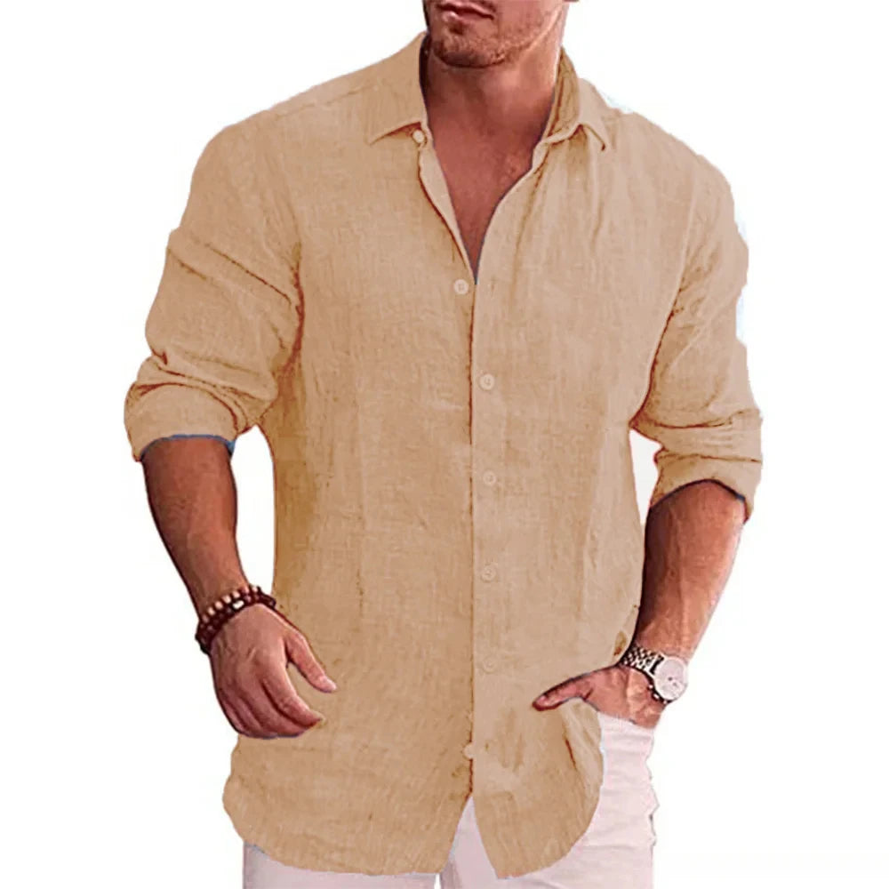 Axair Men's Cotton Linen Casual Shirt