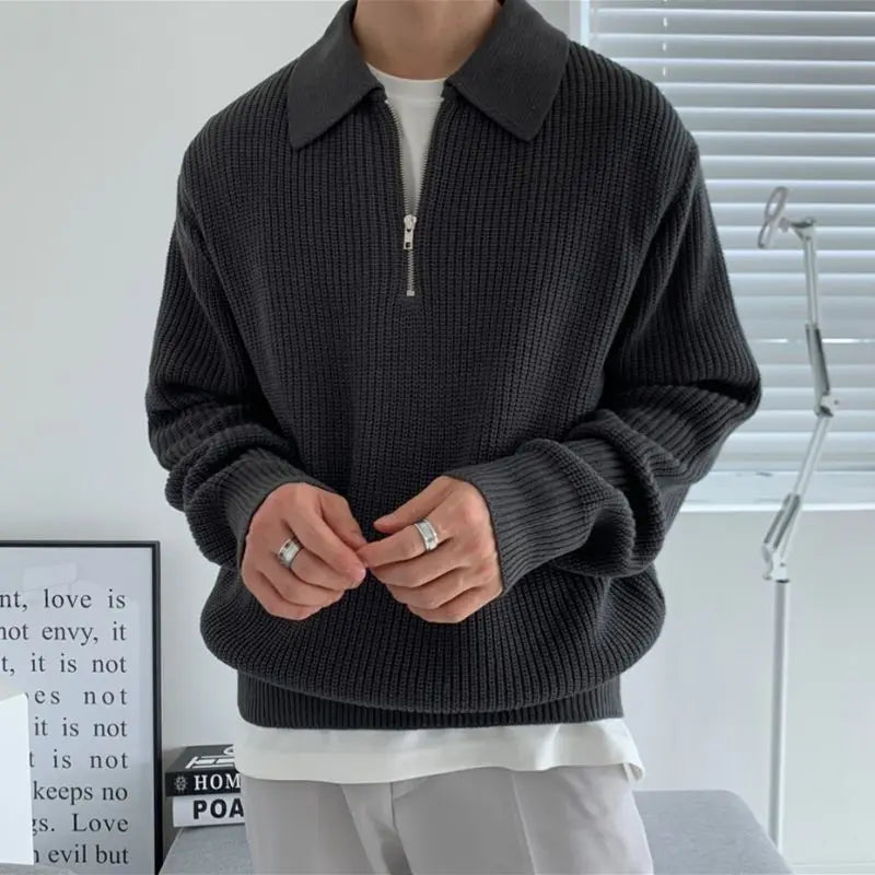 Axair Half-Zip Knit Wool Sweater