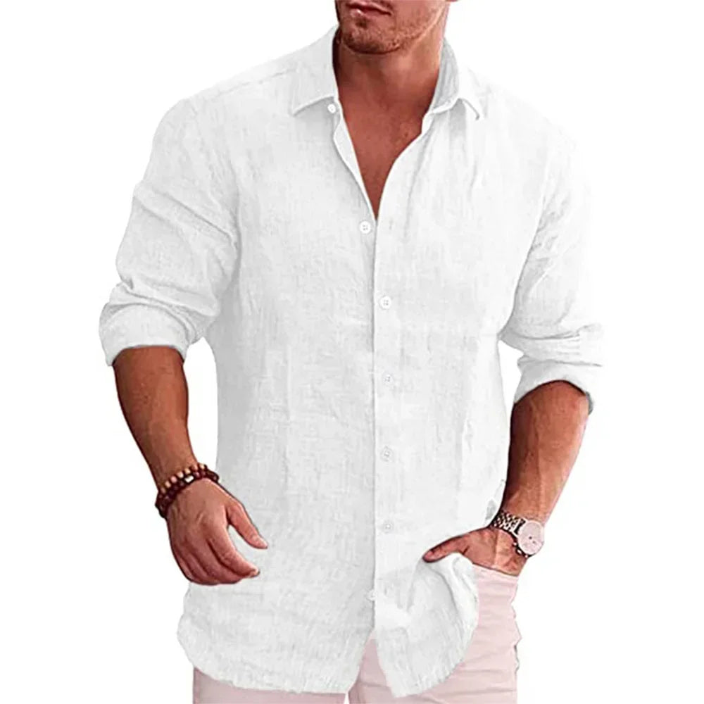 Axair Men's Cotton Linen Casual Shirt