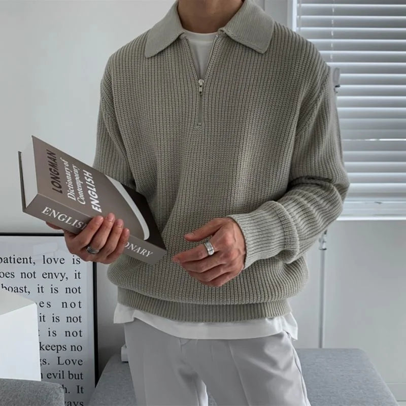 Axair Half-Zip Knit Wool Sweater